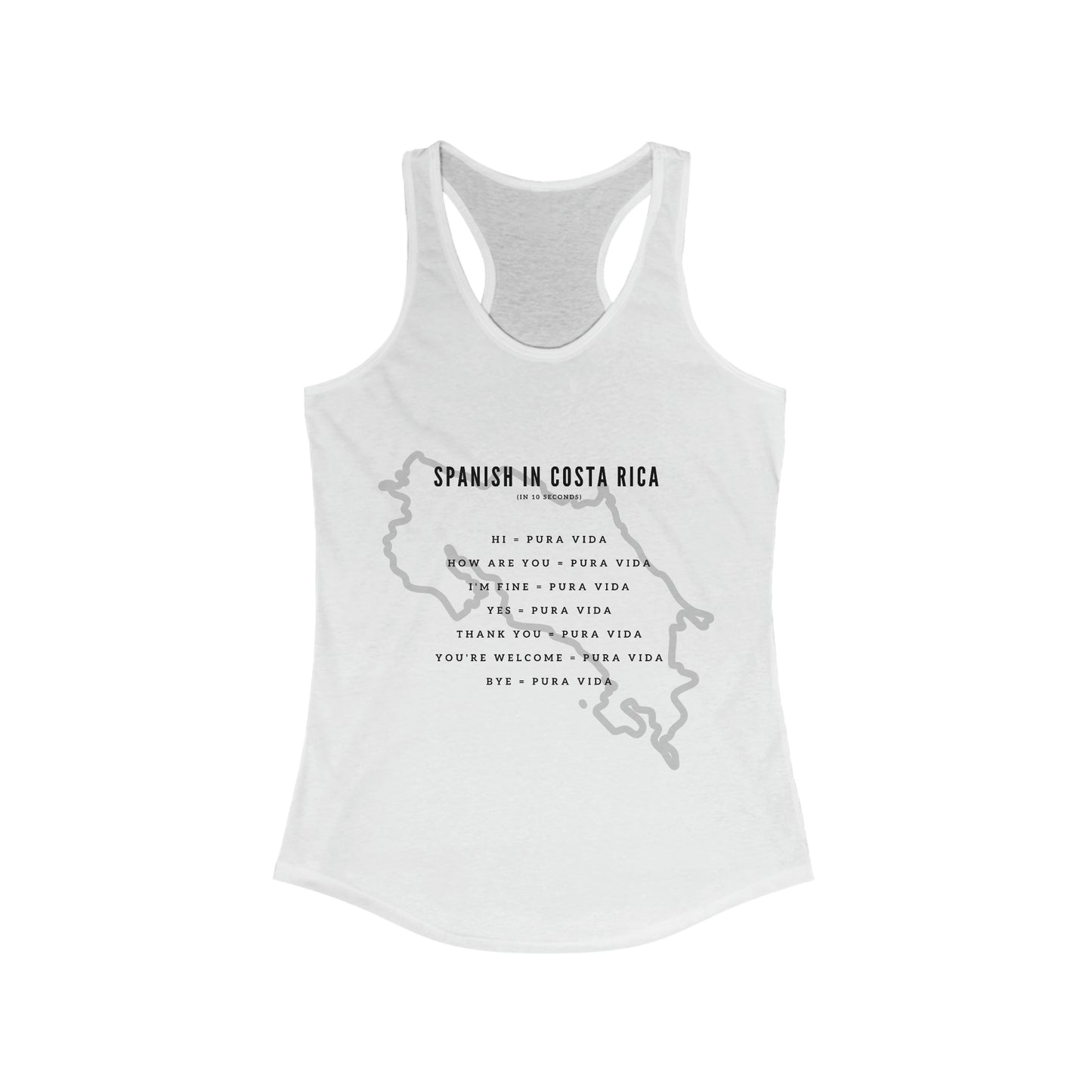 Women's Ideal Racerback Tank - "Spanish in Costa Rica"